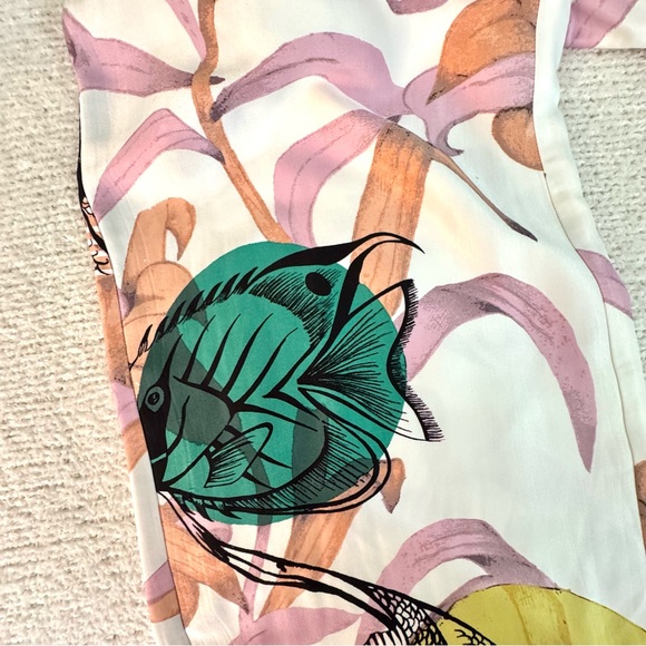 Anthro Maeve Pia Binazzi Smocked Floral Fish Wide-Leg Pants S - Picture 13 of 16